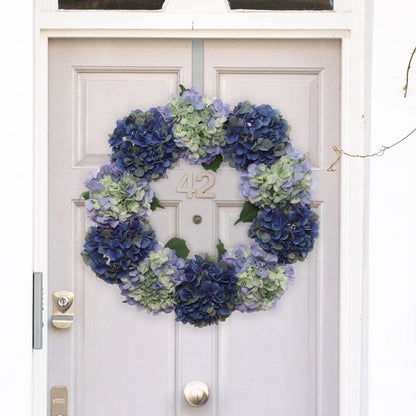24" Handcrafted Midnight Blue Hydrangea Wreath, UV Resistant, All-Season, Indoor and Outdoor, Perfect for Front Doors - Home & Office Décor