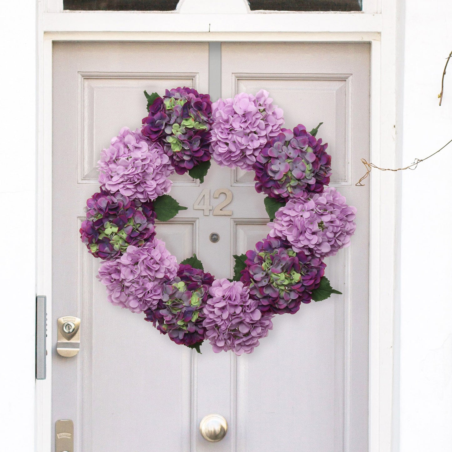 24" Artificial Magenta & Pink Hydrangea Wreath, Handcrafted & UV Resistant, All-Season Floral Decor, Perfect for Home, Weddings, Events & Christmas Displays