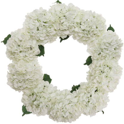 24" Artificial White Hydrangea Wreath, Handcrafted & UV Resistant, All-Season Floral Decor, Perfect for Home, Weddings, Events & Christmas Displays