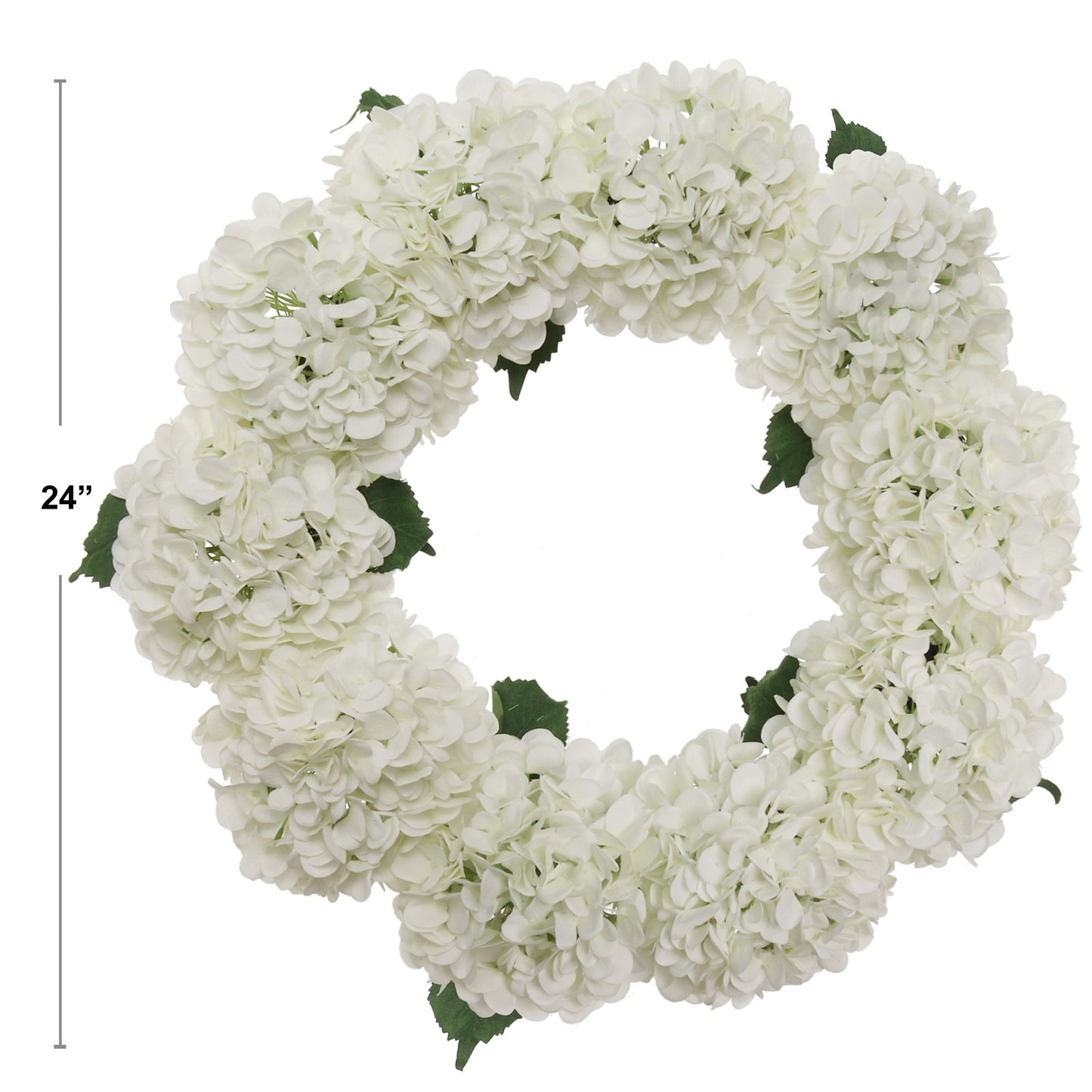 Artificial 24" White Hydrangea Wreath - Handcrafted, UV Resistant, All-Season, Indoor/Outdoor Decor, Perfect for Home, Wedding, Event