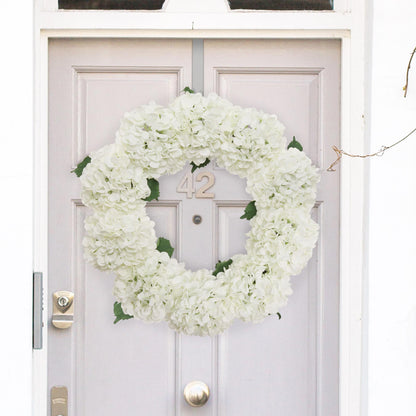 24" Artificial White Hydrangea Wreath, Handcrafted & UV Resistant, All-Season Floral Decor, Perfect for Home, Weddings, Events & Christmas Displays