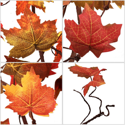 9ft Autumn Maple Leaf Garland, Lifelike Silk Leaves, Fall Thanksgiving Accents, Weatherproof Indoor/Outdoor Use, Home & Office Decor for Christmas & Seasonal Display