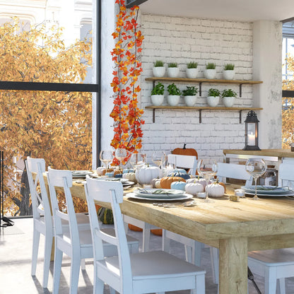 9ft Autumn Maple Leaf Garland with Silk Leaves, Realistic Berries, Fall Thanksgiving Accents, Weatherproof Indoor/Outdoor Use, Home & Office Decor for Christmas & Seasonal Display