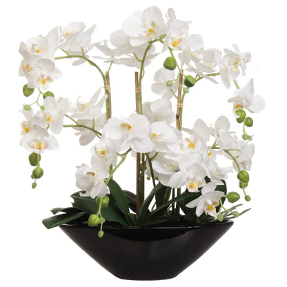 18" White Orchid Flower Arrangement In Vase
