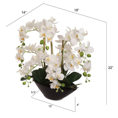 18" White Orchid Flower Arrangement In Vase