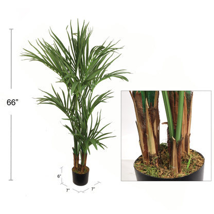 Artificial Areca Palm Tree, 5.5' Lifelike Tropical Tree, Pre-Potted, Easy to use, Clean and Set up