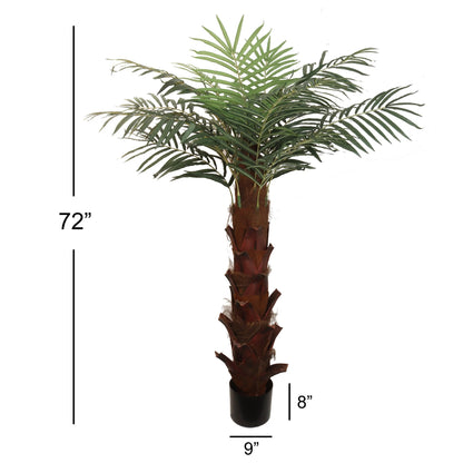 Artificial Silk  Areca Palm Tree House Plant in Black Pot  6'