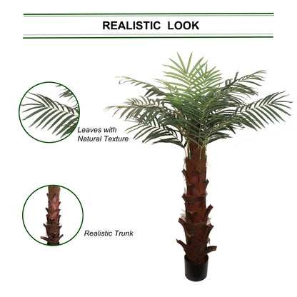 Artificial Silk  Areca Palm Tree House Plant in Black Pot  6'
