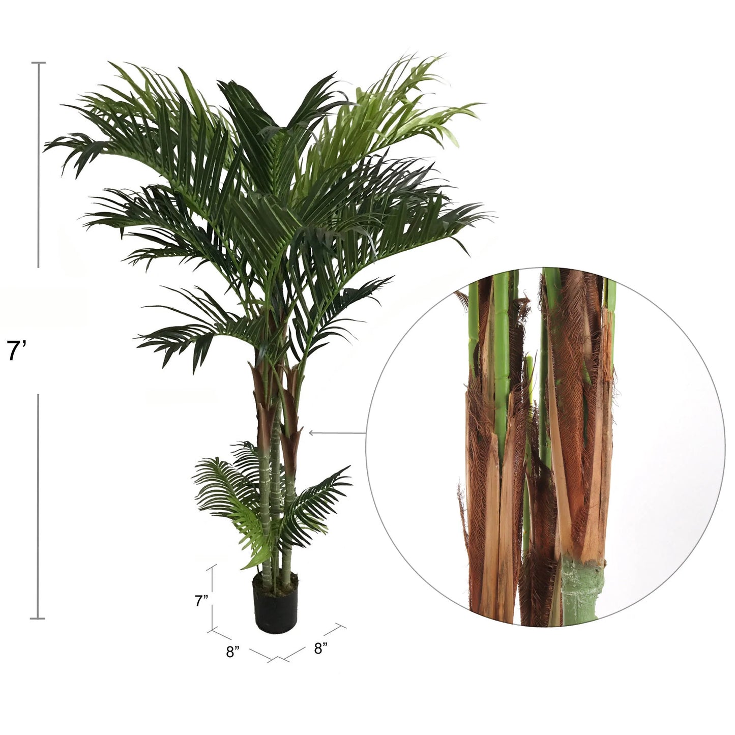 Artificial Silk Areca Palm Tree House Plant in Black Pot 7"