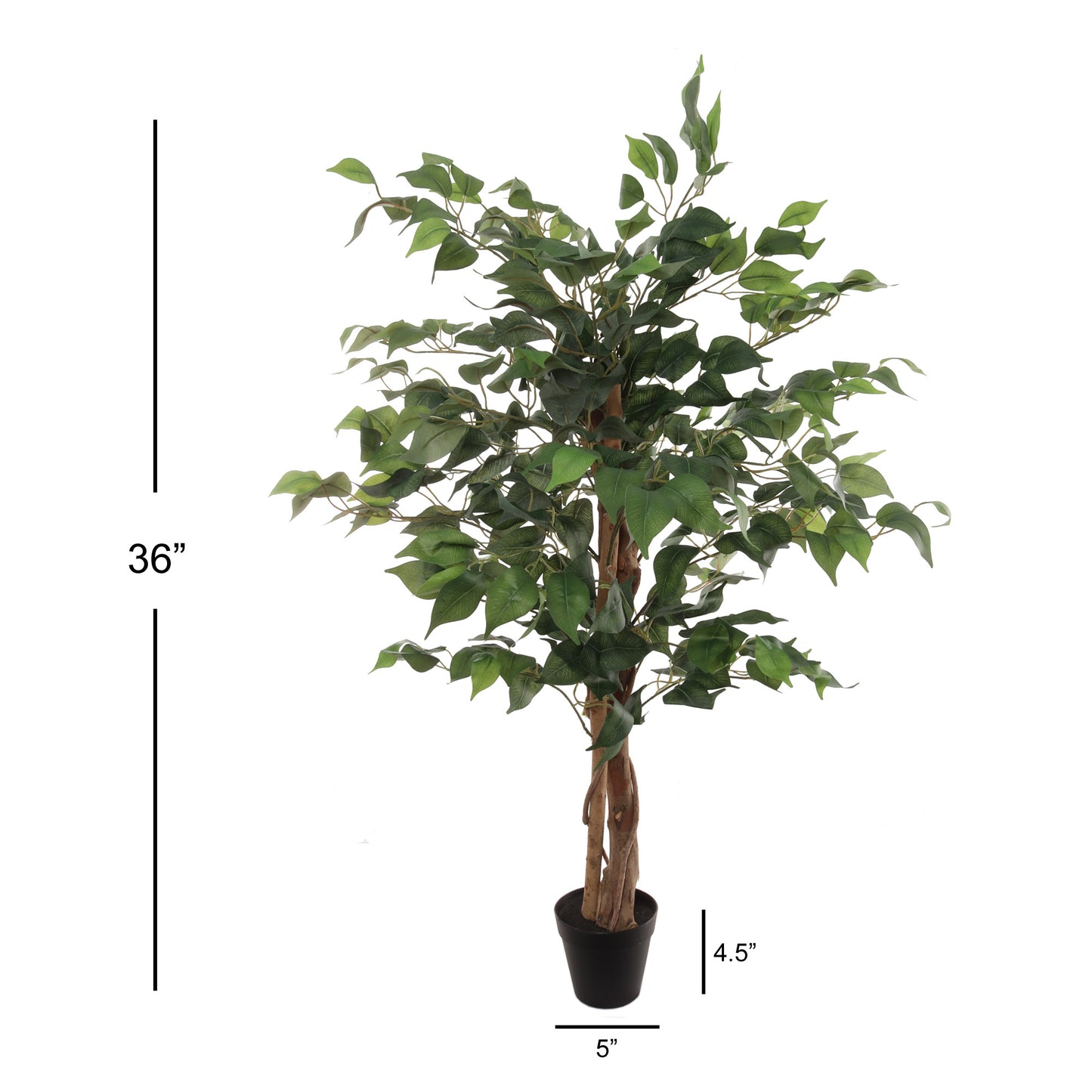 3" Artificial Ficus Tree with 378 Leaves - Realistic Indoor Decor, Low Maintenance Greenery - Perfect for Home, Office & Patio