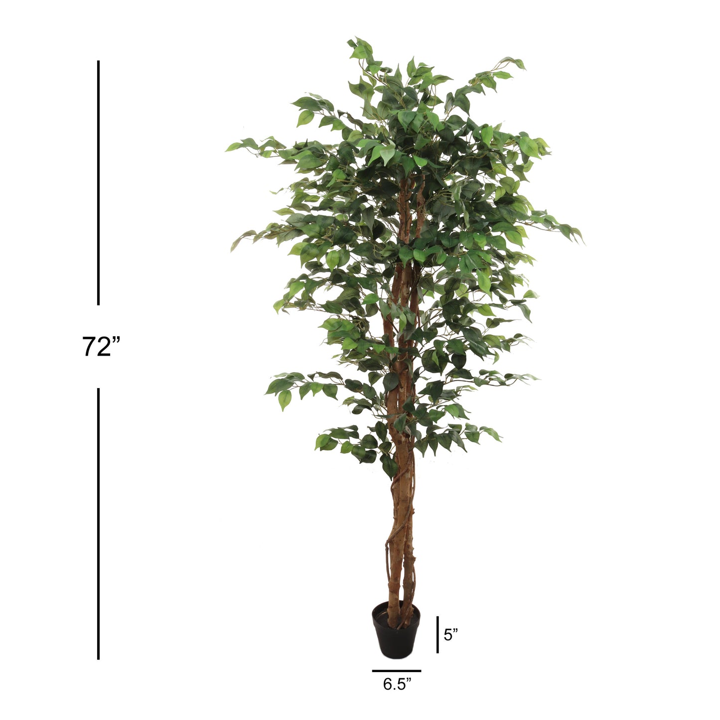 6" Artificial Ficus Tree with 1008 Leaves - Lifelike Indoor Decor, Low Maintenance, Realistic Greenery - Ideal for Home, Office & Patio