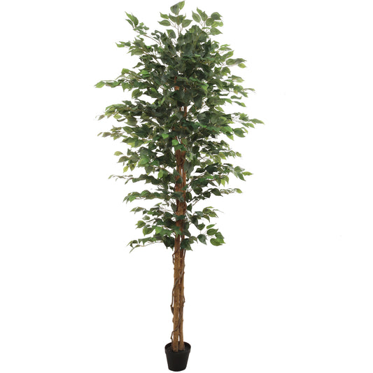 7" Artificial Ficus Tree with 1260 Leaves - Lifelike Indoor Decor, Easy Care, Realistic Greenery - Perfect Home, Office & Patio Accent