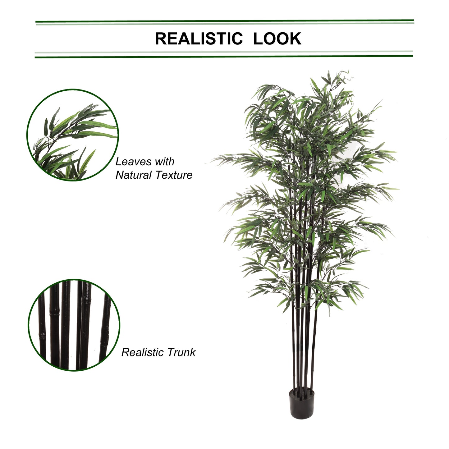 Artificial Bamboo Tree 6 Feet Tall, 1296 Lifelike Leaves Perfect for Home or Office Realistic Indoor Decor