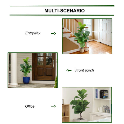Silk Fiddle Leaf Ficus Tree 30 Leaves House Plant in Black Pot 40"