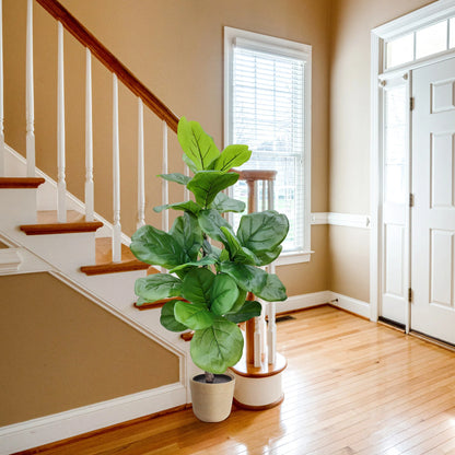 Silk Fiddle Leaf Ficus Tree 30 Leaves House Plant in Black Pot 40"