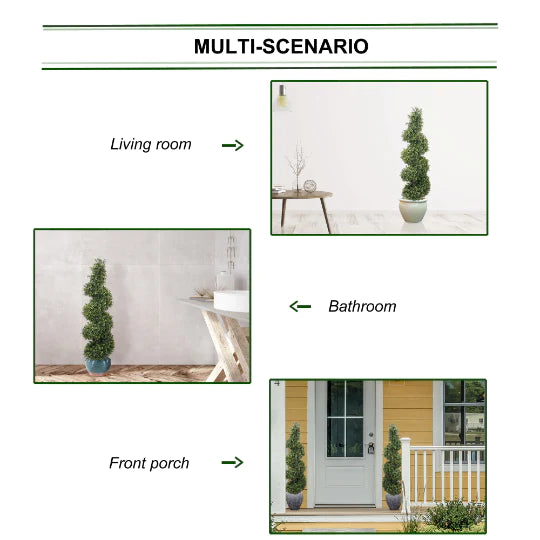 Timeless Elegance Illuminated - 4' Artificial Boxwood Spiral Topiary for Indoor and Outdoor Delight, Lifelike Beauty and Versatile Décor