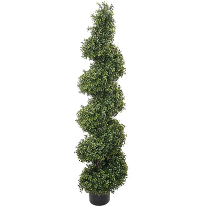 Timeless Charm and Versatility: Boxwood Spiral Topiary UV Indoor Outdoor 4' - Lifelike Foliage, All-Season Décor, Weather-Resistant, Low-Maintenance Beauty for Homes and Gardens