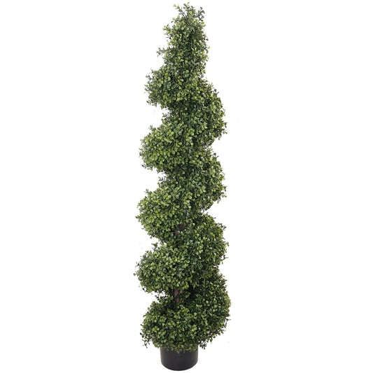 Timeless Charm and Versatility: Boxwood Spiral Topiary UV Indoor Outdoor 4' - Lifelike Foliage, All-Season Décor, Weather-Resistant, Low-Maintenance Beauty for Homes and Gardens