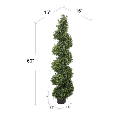 Timeless Charm and Versatility: Boxwood Spiral Topiary UV Indoor Outdoor 4' - Lifelike Foliage, All-Season Décor, Weather-Resistant, Low-Maintenance Beauty for Homes and Gardens