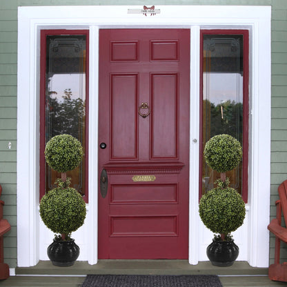 Timeless Charm: Boxwood Double Ball Topiary Artificial UV Indoor Outdoor 33" - Lifelike Foliage, All-Season Décor, Weather-Resistant, Low-Maintenance Elegance for Homes and Gardens