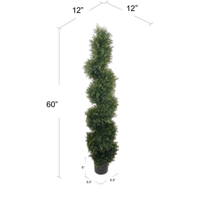 Enchanting 5' Artificial Cedar Spiral Topiary - Graceful Foliage, Lifelike Beauty, and Low-Maintenance Elegance