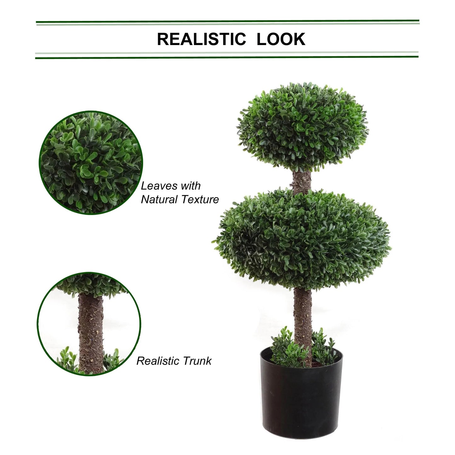 Boxwood Topiary Double  Artificial UV Indoor Outdoor 27"