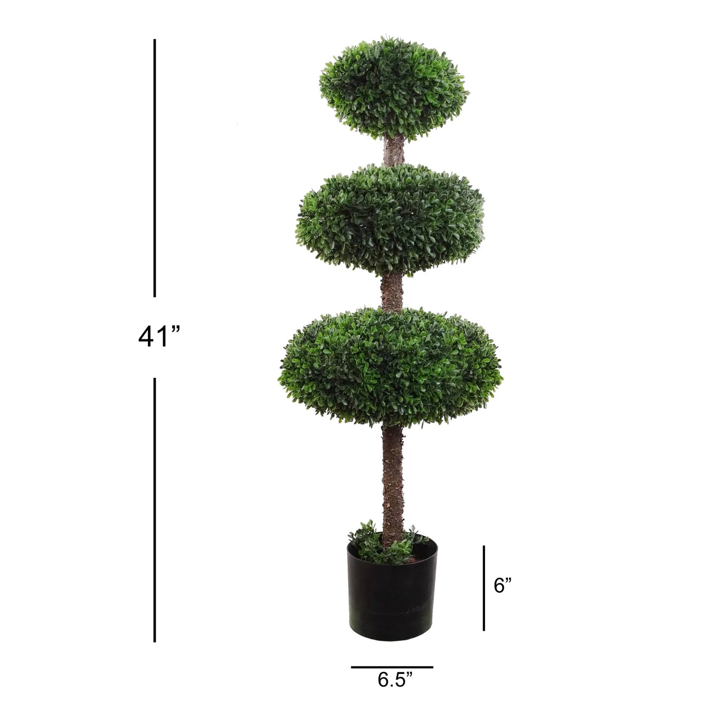 Timeless Elegance: Boxwood Topiary Triple Artificial UV Indoor Outdoor 41" - Lifelike Foliage, All-Season Décor, Weather-Resistant, Low-Maintenance Beauty for Homes and Gardens