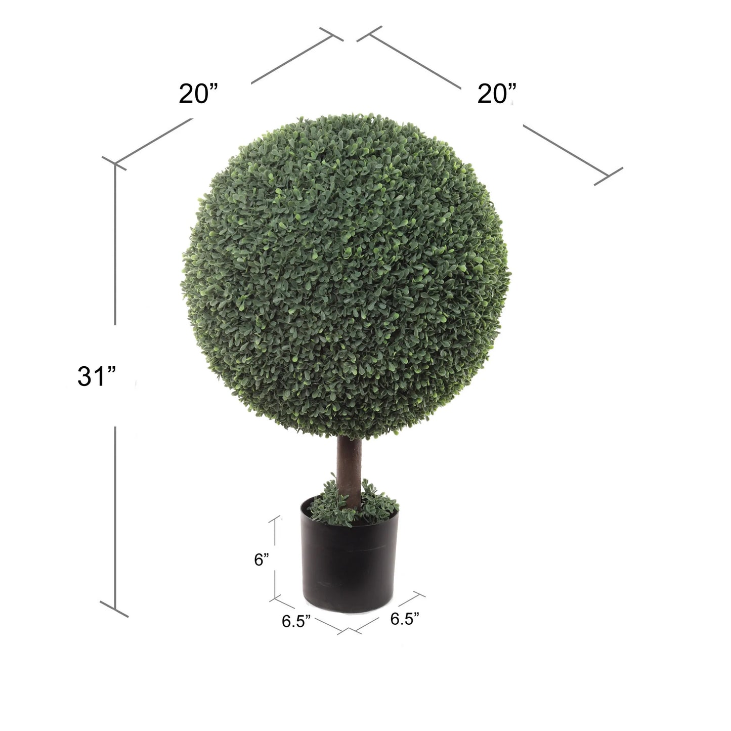 Versatile Sophistication: Boxwood Ball Topiary Artificial UV Indoor Outdoor 31" - Lifelike Foliage, All-Season Décor, Weather-Resistant, Low-Maintenance Elegance for Homes and Gardens