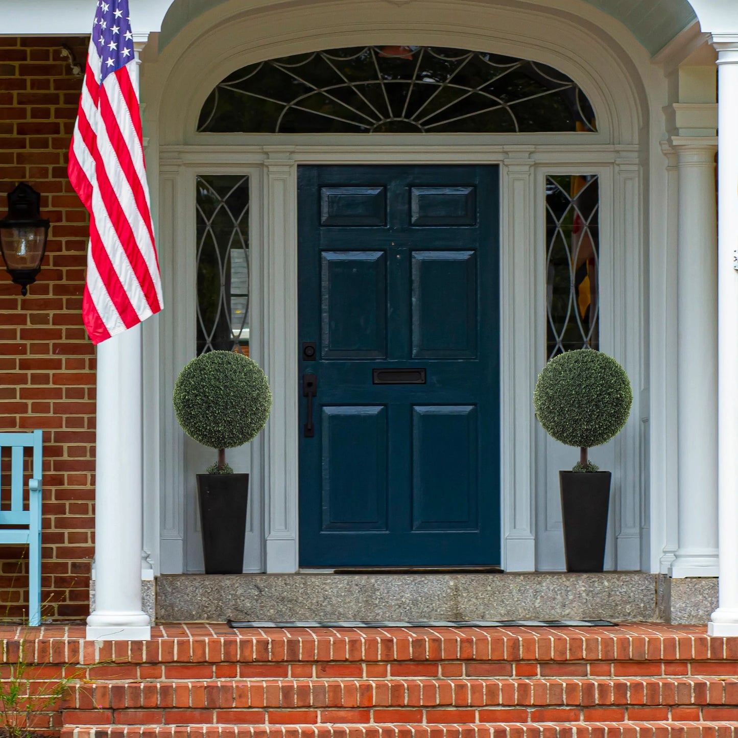 Versatile Sophistication: Boxwood Ball Topiary Artificial UV Indoor Outdoor 31" - Lifelike Foliage, All-Season Décor, Weather-Resistant, Low-Maintenance Elegance for Homes and Gardens