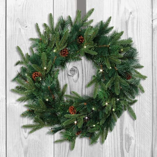 Christmas Wreath (24") and 9' x 12" Real Touch Garland and Bundle