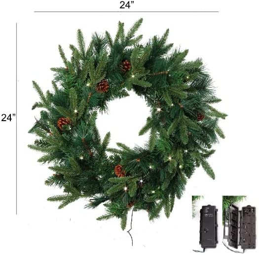 Christmas Wreath (24") and 9' x 12" Real Touch Garland and Bundle