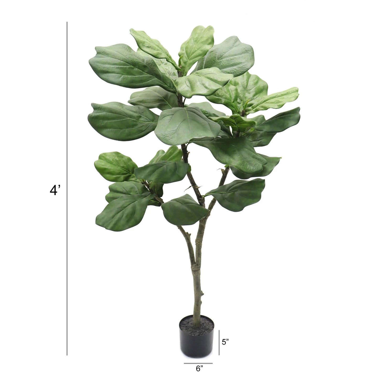 Silk Fiddle Leaf Fig Tree 26 Leaves , House Plant in Black Pot 4'