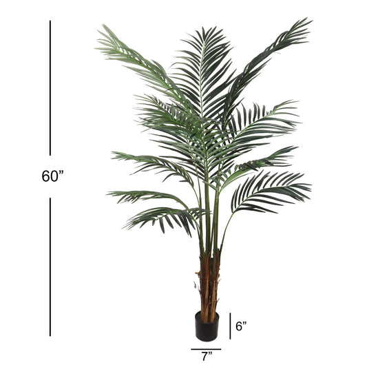 Artificial Silk Areca Palm Tree House Plant in Black Pot  5'