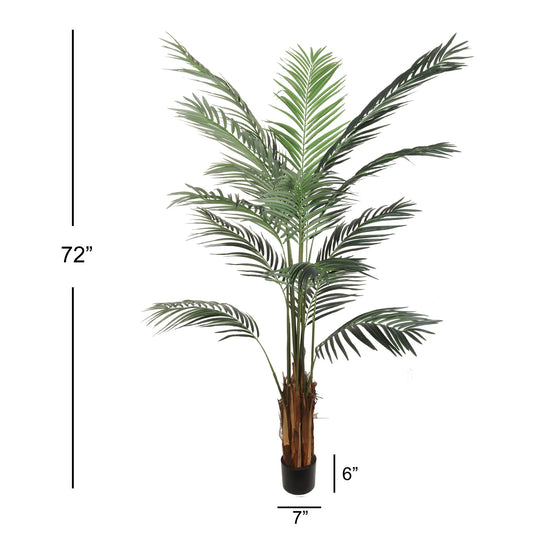 Artificial Silk Areca Palm Tree House Plant in Black Pot  6'