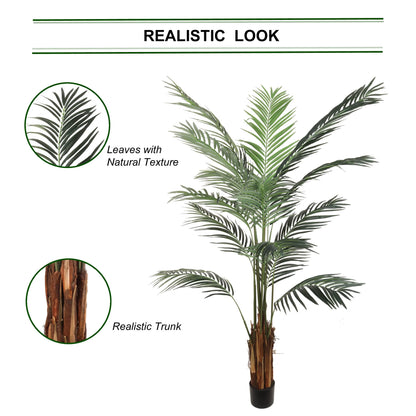 Artificial Silk Areca Palm Tree House Plant in Black Pot  6'
