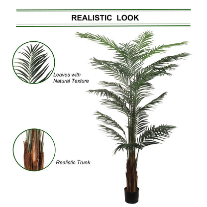 Artificial Silk Areca Palm Tree House Plant in Black Pot  8'