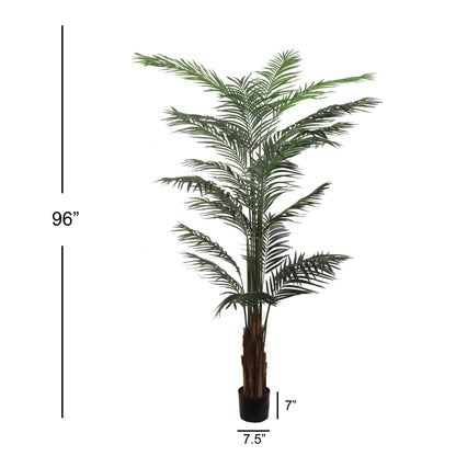 Artificial Silk Areca Palm Tree House Plant in Black Pot  8'