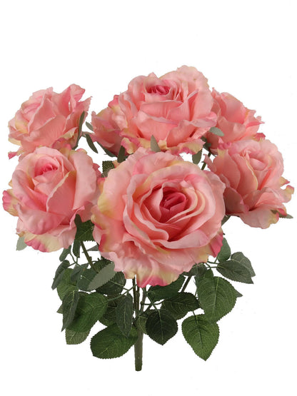Artificial Pink Rose Bush-20"