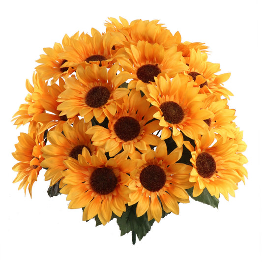 Artificial  Yellow Sunflower Bush with 24 Lifelike Flower Blooms 20” (3 Pieces)