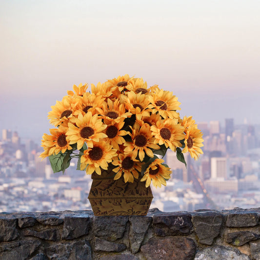 Artificial Yellow Sunflower Bush with 24 Flowers- 20" (6 Pieces)