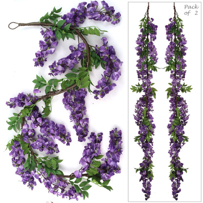 Artificial Purple Hanging Wisteria Garland- 5"