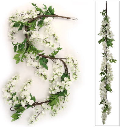 5' Artificial White Hanging Wisteria Garland, Lifelike Floral Decor, Perfect for Home, Weddings, Events & Seasonal Displays