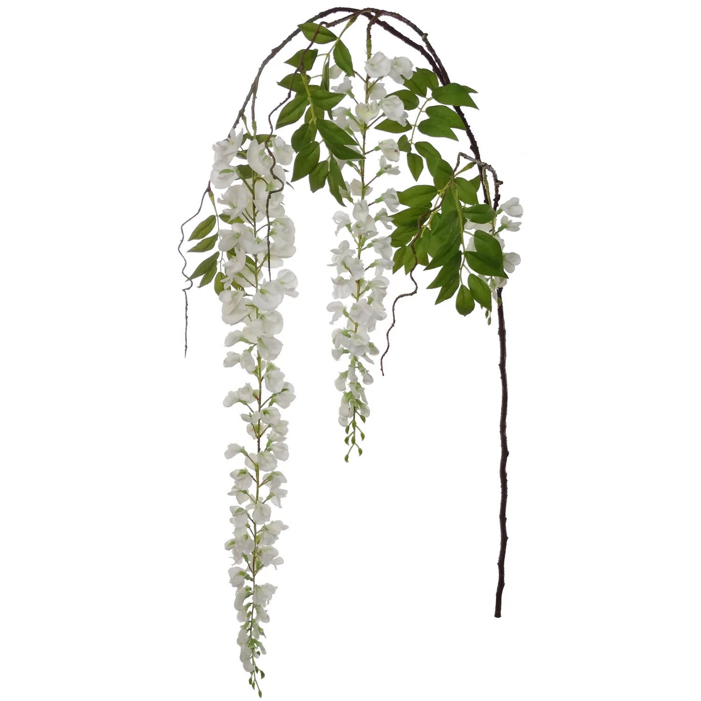 Artificial White Hanging Wisteria Branch- 6'