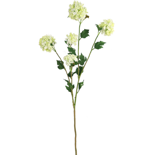 Artificial Premium Cream Green Snowball Viburnum Branch- 38"