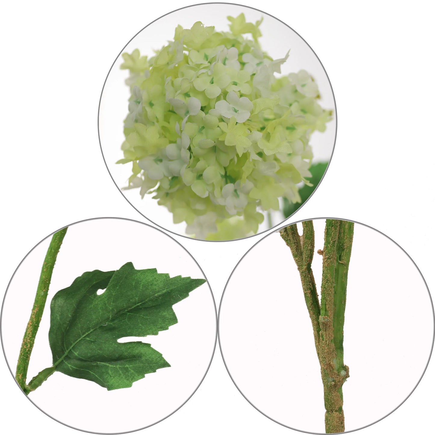 Artificial Premium Cream Green Snowball Viburnum Branch- 38"