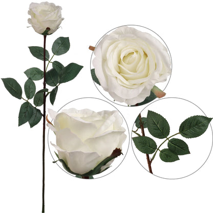 Artificial Premium White Rose Bud-30" 2 Pieces
