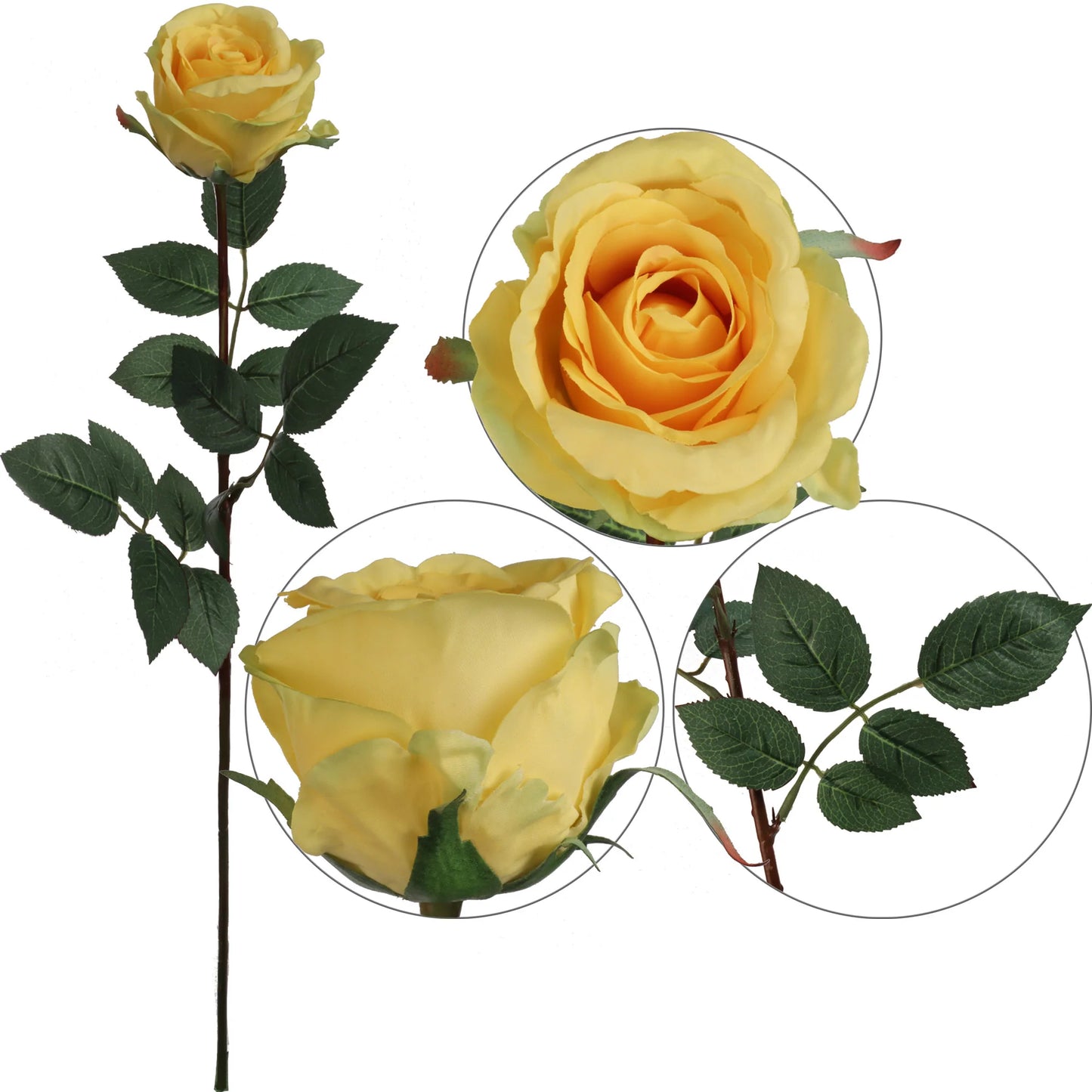 Artificial Premium Yellow Rose Bud-30" 2 Pieces