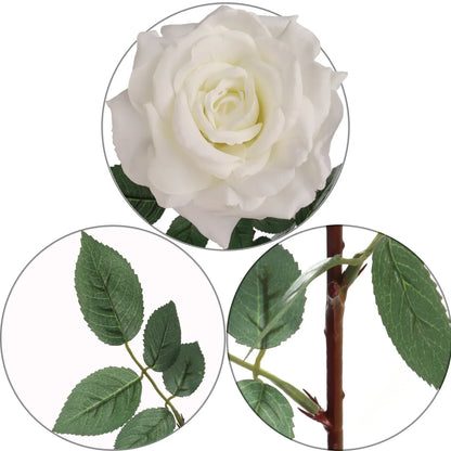 Artificial White Open Rose Stem - 30" (3 Pieces)