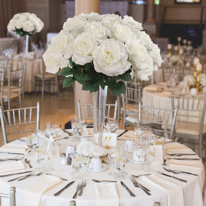 Artificial White Open Rose Stem - 30" (3 Pieces)