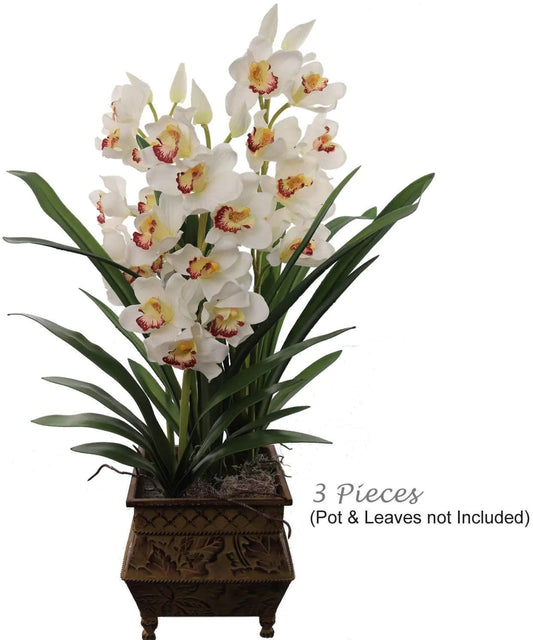 Artificial Real Touch Silk Cymbidium Orchid 10 Flowers -30" 3 Pieces